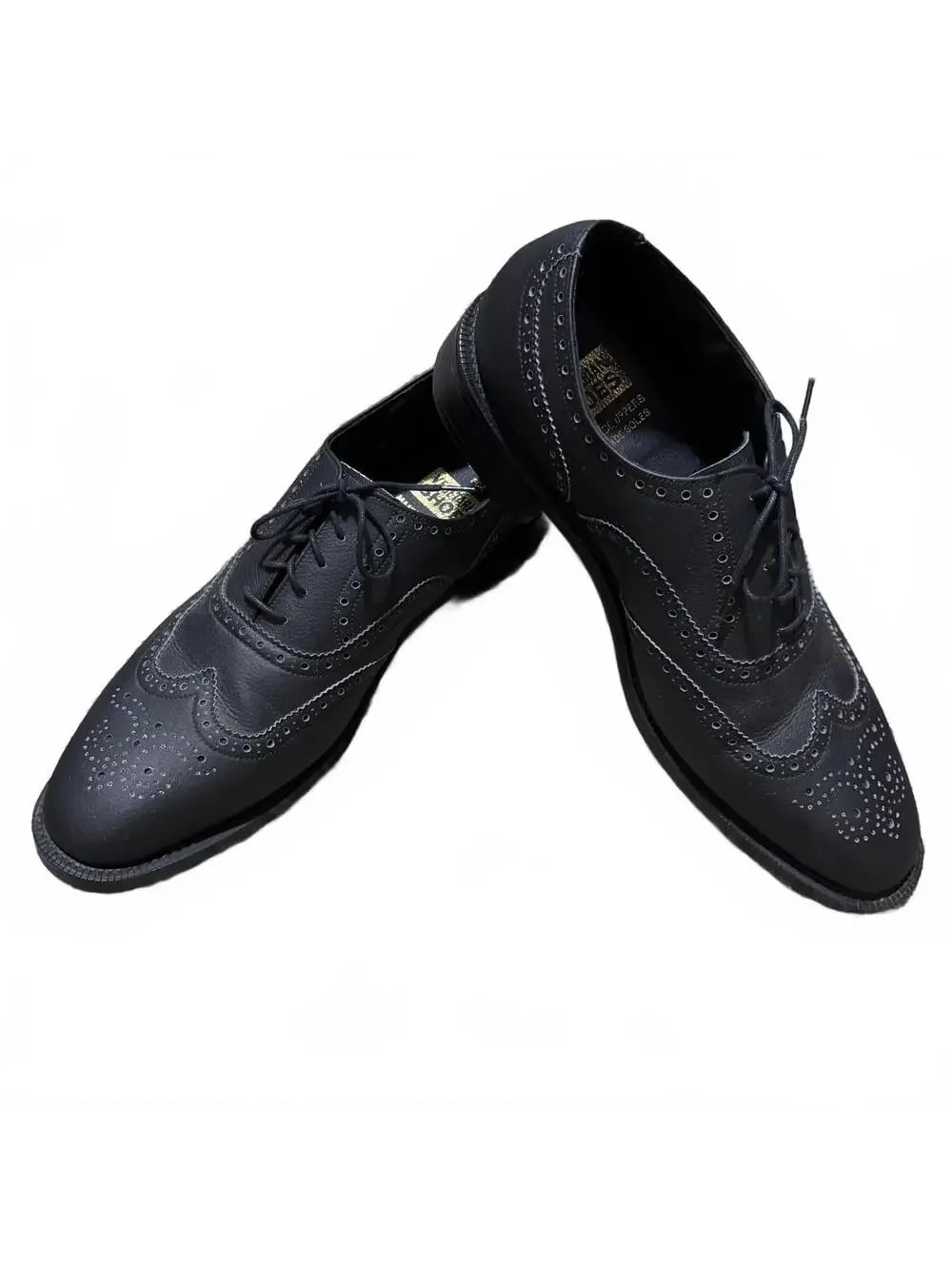 Vegetarian Shoes Men 11 US Black Brogue Wingtip Oxfords Made in England Vegan